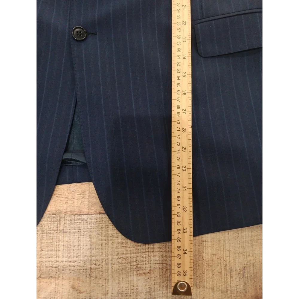Ermenegildo‎ Zegna Saks Fifth Avenue Sport Coat Blazer Men 48 Navy Striped 2447